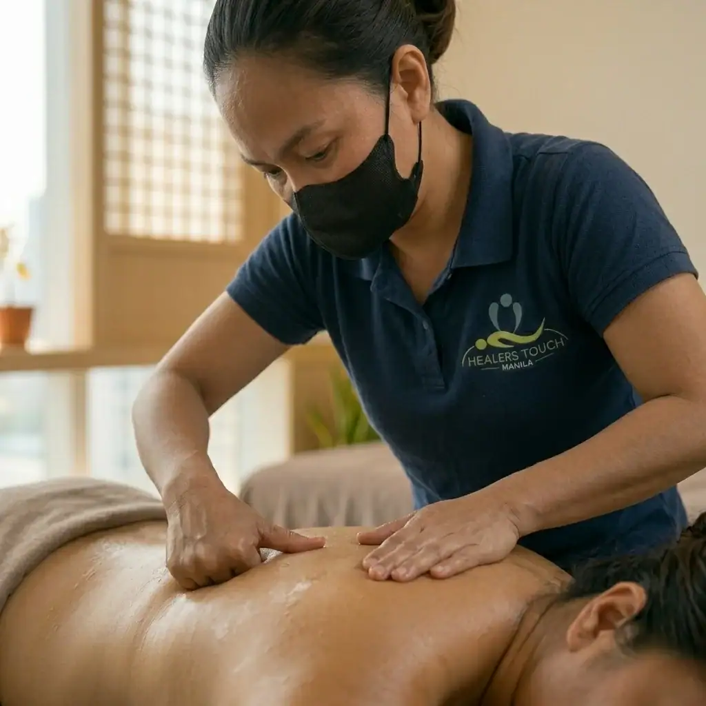 Therapist performing signature massage at Healers Touch Manila.