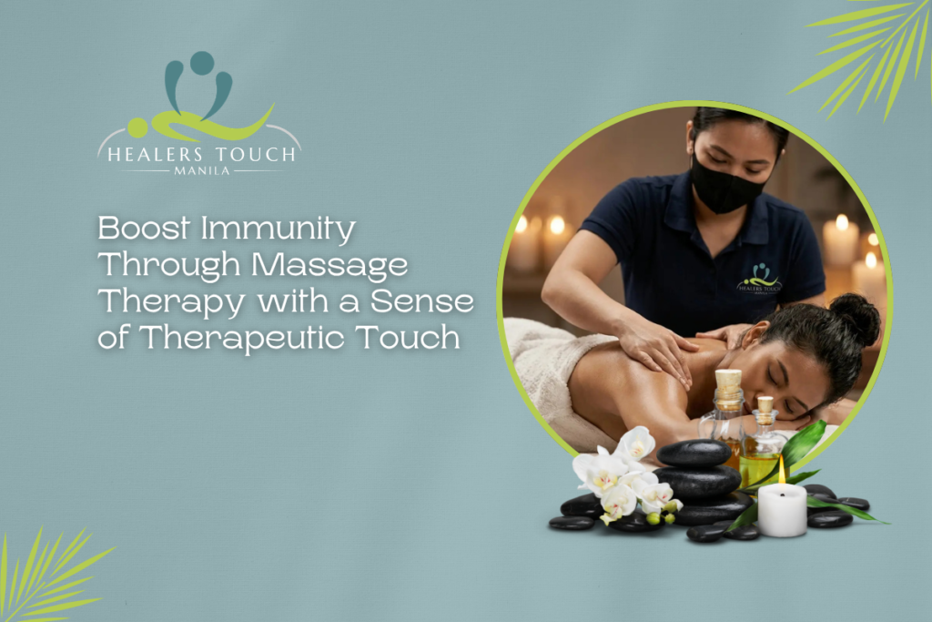 Woman receiving massage therapy to boost immunity and promote relaxation.