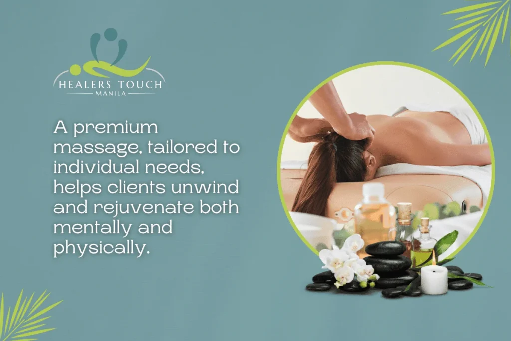 Professional massage session at Healers Touch Manila for relaxation and wellness.