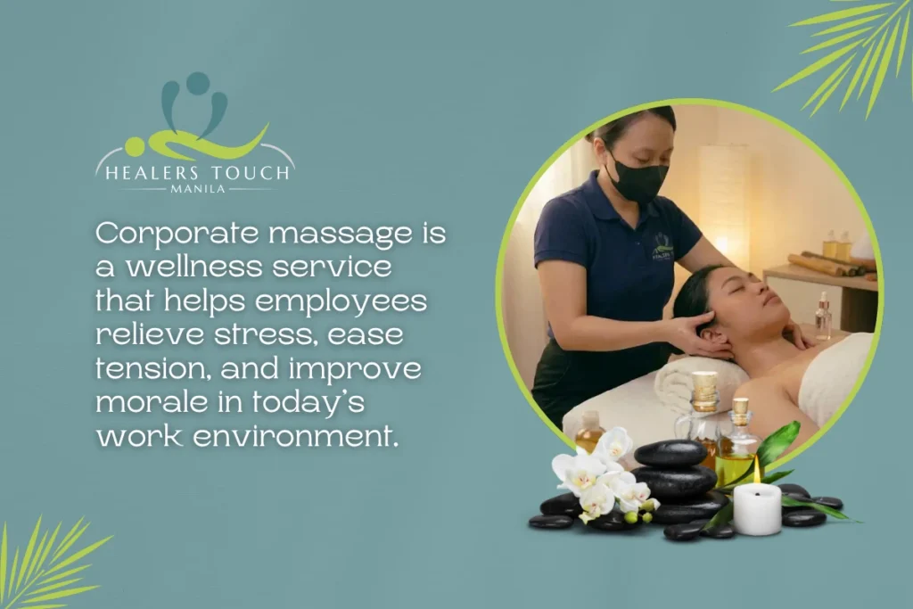 Corporate massage therapy for employee relaxation and stress relief at work.