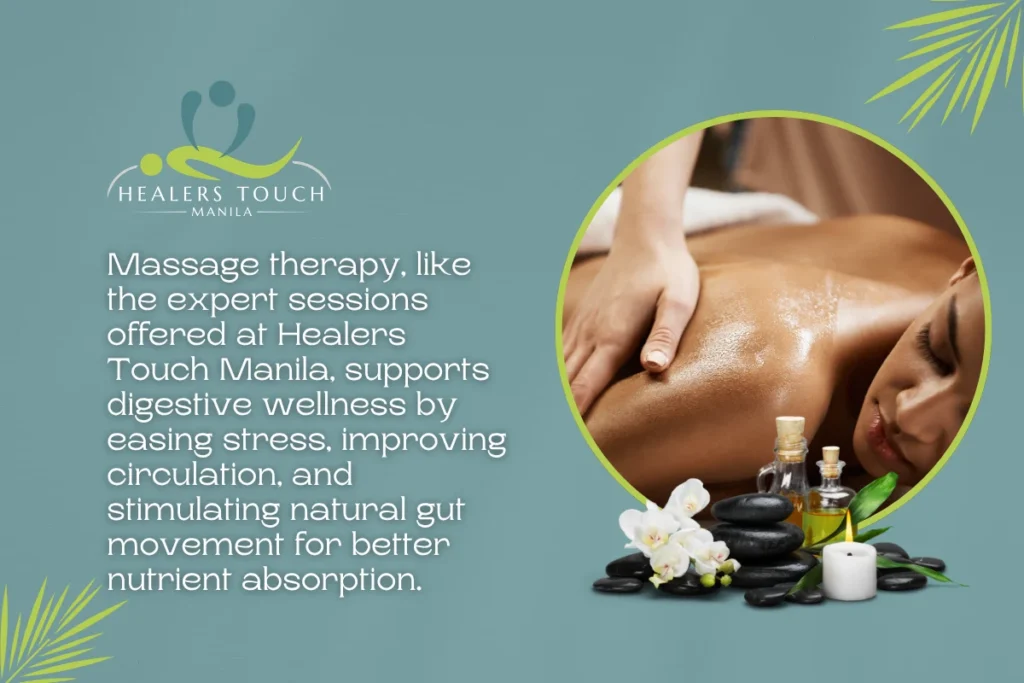 Professional massage therapy for wellness, digestion, and stress relief at Healers Touch Manila.